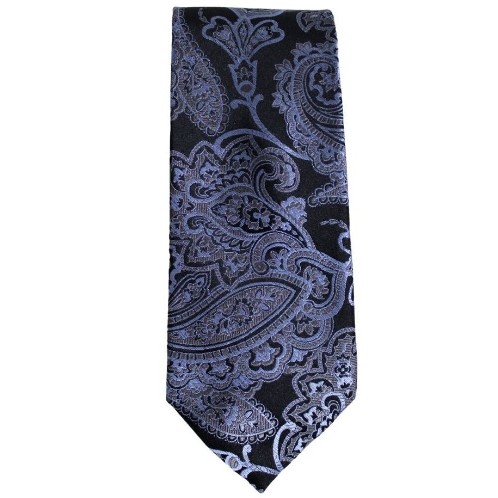 IZOD Men's Tie 100% Silk - Taupe, Light Blue & Black Paisley ⚡️BUY 3 for $55⚡️
